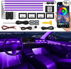 Acrylic Interior Car LED Strip Light with Wireless APP, RGB 10 in 1 with 175 inches 593 LEDs Fiber Optic Ambient Lighting Kits, 16 Million Colors Sound Active Function Car Neon Lights by MAODANER
