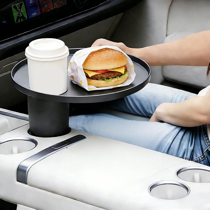 Car Tray 360° Rotating Cup Holder Table Organizer for Car Center Console Car Accessories Compatible with Most Vehicle - Image 2