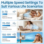 Car Clip on Air Conditioner Fan with LED Display, 360°Rotation, Semi-Cooling Technology, USB Rechargeable Personal Fan, Hands-Free Clip on Fan for Cars, Work, Camping (Off-white) - Image 6