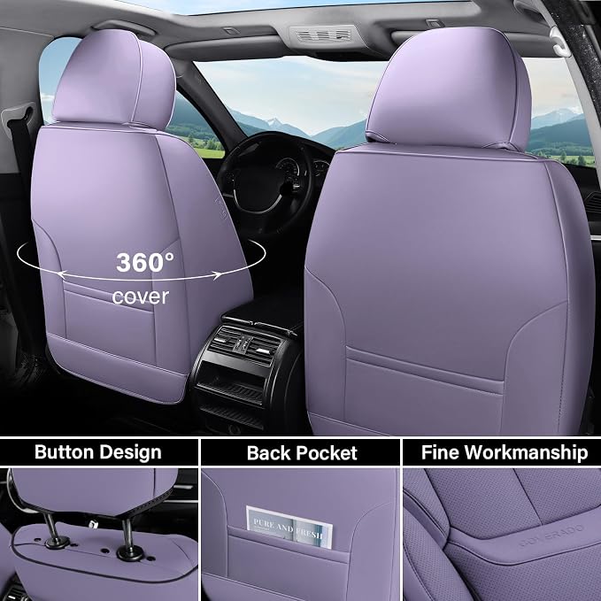 Coverado Car Seat Covers, Seat Covers for Cars, Waterproof Leather Auto Seat Protectors, Leather Car Seat Cushion, Car Interiors Accessories Universal Fit for Most Cars - Image 5