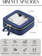 Clear Makeup Bag with Zipper Small Travel Cosmetic Case Navy Blue Mini Pouch for Purse Accessories Car Storgae Essentials Bag Purse Pouch Organizer Compact Small Clear Toiletry Bag for Traveling - Image 6