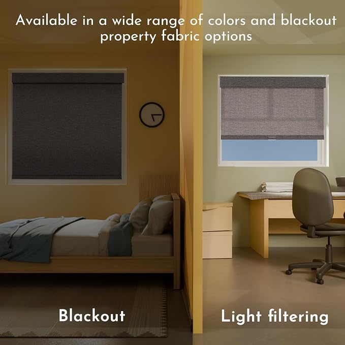 Persilux Light Filtering Roller Shades for Indoor Window Blinds,Cordless,Linen Fabric,Thermal Insulated Fabric UV Protection Shades for Home,Office,Bedroom,Door,Light Filtering-Stone Grey,Custom Size - Image 5