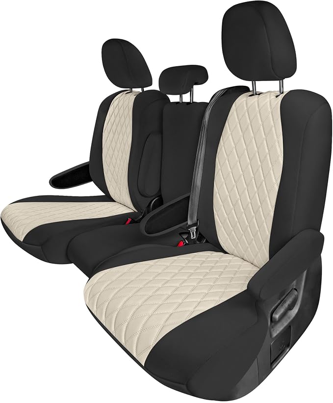 FH Group Custom Fit Car Seat Covers Specifically Made for Toyota Sienna 2011-2020, Car Seat Cover 2nd Row Set, 8 Seater Automotive Seat Covers in Beige Neoprene, Waterproof and Washable Seat Covers by FHGroup