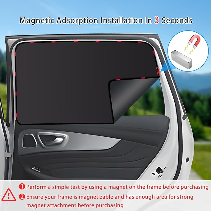 ZATOOTO Magnetic Car Window Shades 4 Pack, Car Window Curtains for Camping | Full Blackout for Privacy, 99% UV‑Block, Heat Insulation, Breastfeeding, Napping, Camping, and Travel, Metal Frame Fit - Image 5