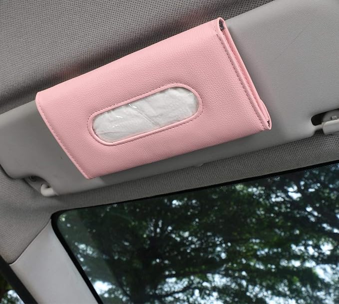 Pink Car Tissue Holder for Sun Visor, Car Accessories for Women | Car napkin holder attaches to visor/back seat fast, easy refill, great for drivers and passengers, fits cars, trucks & SUVs - Image 6