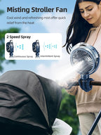 Misting Stroller Fan, 6000mAh Battery Operated Portable Fan with Light & 360° Pivoting, Personal Cooling Fans with Flexible Tripod for Baby, Office, Travel,Treadmill,Outdoors (Dark Blue) - Image 2