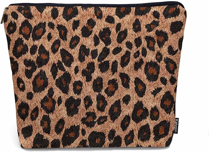 Leopard Print Makeup Organizer Bag Cosmetic Bag For Men Women, Wild Animal Fur Leopard Skin Brown Travel Toiletry Bag Flax Makeup Bags Purse Business Makeup Pouch For Toiletries Cosmetics by Unknown