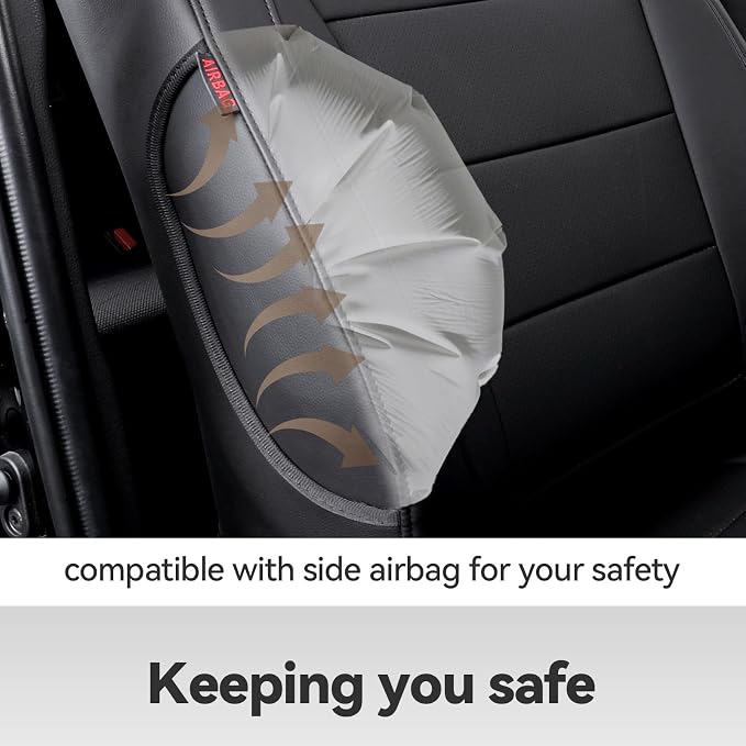 Full Set Car Seat Covers for Honda Odyssey 2018-2026,8-Seater,Faux Leather | for EX,EX-L,Elite,Touring,Sport,2nd Row 40/20/40 Split Seat,Luxury Waterproof Seat Protector,Fit Like A Glove(Black) - Image 7