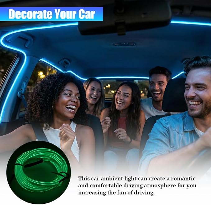 Car LED Strip Lights, 9.84FT 5V Waterproof Flexible Vehicle Ambient Lighting Kits with USB Port, Automotive Lamp Strips Decorations, Universal for SUV Automobile Truck (Green) - Image 5