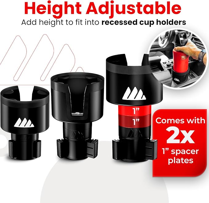 Integral Ultimate Car Cup Holder Expander with Adjustable Base - 2 Pack | Fits Yeti 14/24/36/46oz, Hydro Flask 32/40oz, Ramblers, mugs & 3.4-4.0in bottles, rubber-tab adjustable base - Image 4