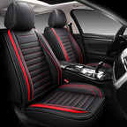 MINGBRON Leather Car Seat Covers Full Set, Universal Faux Leather Car Seat Covers 5 Seats, Automotive Seat Covers for Most Sedans SUVs Trucks, Front and Rear Seat Covers,Wine Red - Image 2