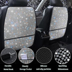 Bling Crystal Car Seat Back Kick Protectors with Storage, Sparkly Diamond Kick Mats, Universal Seat Protector for SUV and Automotive Crystal Auto Accessories for Women White 2pcs - Image 2