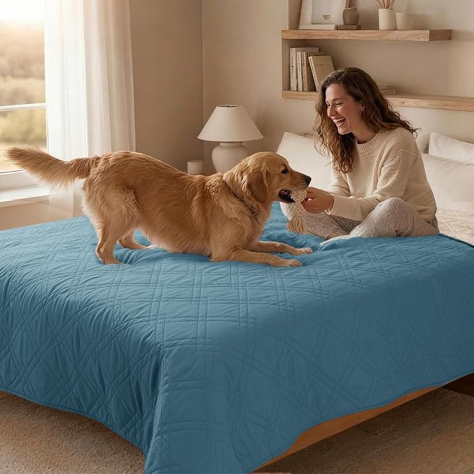 100% Waterproof Washable Dog Blanket，Gray Blue+Apricot， 68"x82" | ,7-Layer Reversible Couch Covers for Dogs Met for Sofa Furniture Car Camping - Image 8