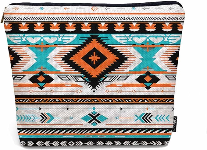 Aztec Cosmetic Bags For Women, Navajo Style Tribal Aztec Geometric Roomy Makeup Bag Toiletry Bag Accessories Organizer Storage Bags Makeup Pouch For Travel Business Gym Camping Bathroom by Unknown