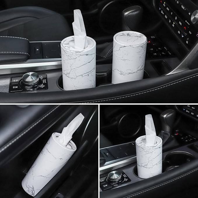 SINGARO Car Tissue Holder, 4 Pack Car Cup Holder Facial Tissues with Travel Tissue Bag, Quick and Convenient Flower Combination Car Tissue Box(4 Canisters/200 Tissues) White - Image 5