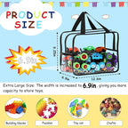 6 Pcs XL Toy Storage Bags Widen Waterproof Clear Toy Organizer with Labels | 12.6×9.25×6.9In Reusable PVC Transparent Organizer Bags with Zipper for Building Blocks, Puzzle, Board Games Travel Storage - Image 2