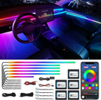 Acrylic Interior Car LED Strip Light with Wireless APP, Dreamcolor RGB 10 in 1 with 175 inches 600 LEDs Fiber Optic Car Ambient Lighting Kits, Dual Zone Sound Active Function LED Strip for Car by MAODANER