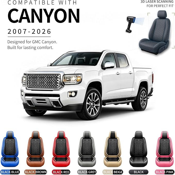 for GMC Canyon 2015-2025 2026 Car Seat Covers, Full Set, Pink | Luxury Full Coverage Leather Seat Protectors, Waterproof Breathable, Non-Slip, Easy to Install, Airbag Compatible, All-Season - Image 4