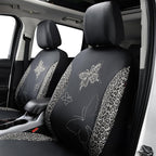 Flying Banner Butterfly car seat Covers ful Set Fashion Universal Lady Woman Female Rear Bench Split Colorized (Full Set - Faux Leather, Leopard Gray) - Image 4