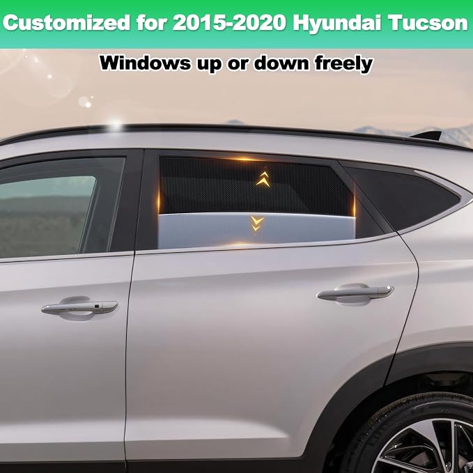 Tucson Window Shades 2015-2020, Rear Side Mesh, 2PCS | Custom Fit Window Shades, Breathable Mesh Blocks UV Rays, Reduces Heat & Glare, Creates Comfort for Babies & Rear Passengers - Image 4