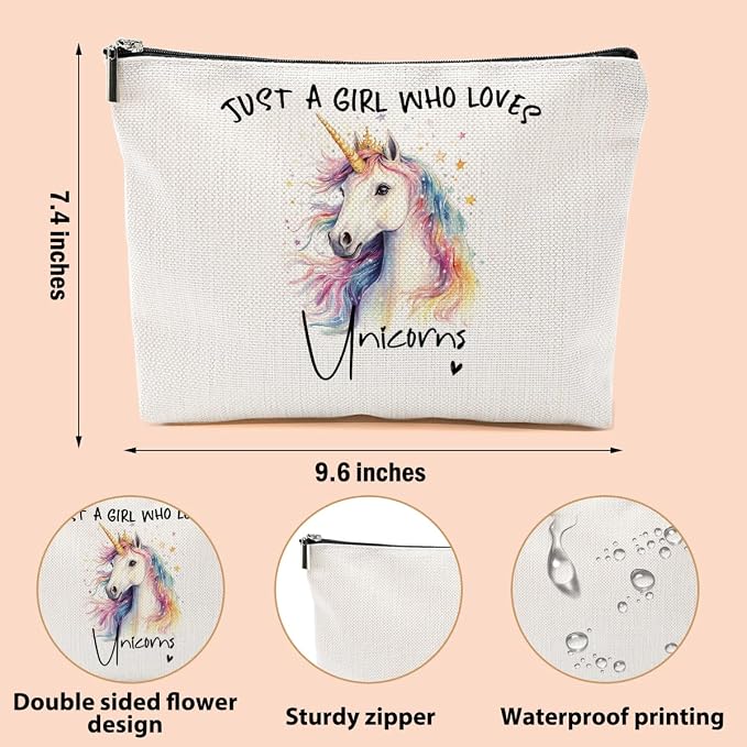 Unicorn Gifts Makeup Bag, Unicorn Gift Cosmetic Bag Travel Organizer Bags | Unicorns Lovers Makeup Pouch, Christmas Birthday Animal Lovers Gifts for Women Girls Friends Daughter - Image 2