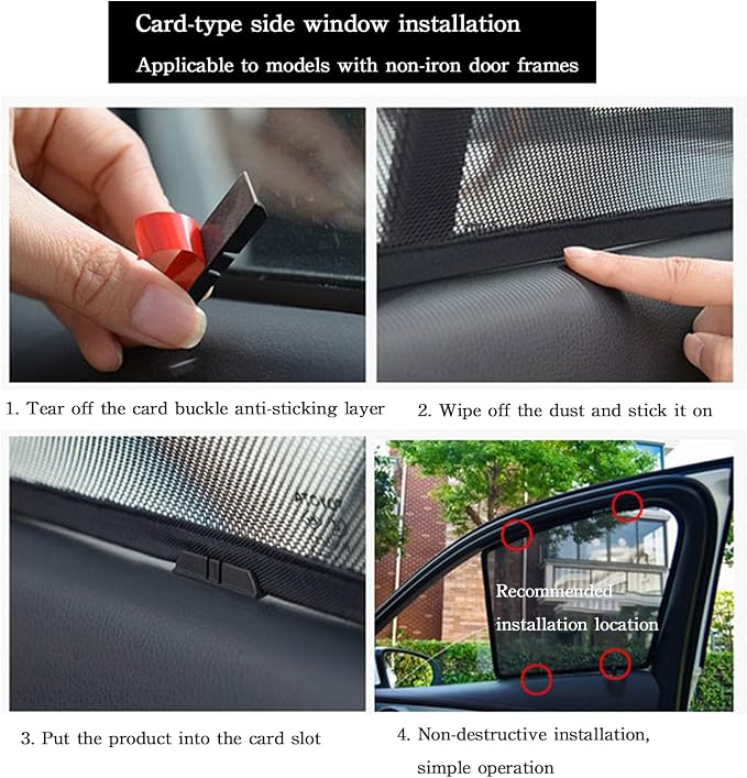 Car Magnetic Sun Protection Curtain 4PCS Fit for Hyundai Sonata 2004 2005 2006 2007 2008 2009 UV Protection, Insect Screen, Rear Passenger Side Window Visor-Black - Image 8