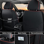 Coverado Seat Covers Full Set, Seat Covers for Cars, Car Seat Covers Winter, Breathable Faux Leather Car Seat Protector Car Seat Cushion, Black Car Seat Covers Universal Fit for Most Cars SUVs Trucks - Image 3