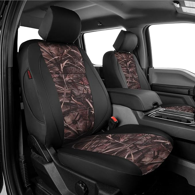 EKR F150 Seat Covers Custom Fit for (SuperCab/Extended Cab) 2015 2016 2017 2018 2019 2020 Ford F-150 Raptor,(2 Door,2nd Row/NO Armrest) Full Set-Faux Leather(Black/Reed Camo) by EKR