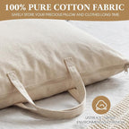 2 Pack Travel Pillow and Blanket Bags, 100% Cotton Canvas Pillow Storage Bag with Handles for Airplane Home, Heavy Duty Breathable Organizer for Bedding Linens, Pillow Bag for Traveling(2,20"x26") - Image 3