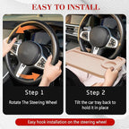 2 in 1 Car Steering Wheel Desk, Car Tray, Car Steering Wheel Desk Tray & Auto Seat Gap Filler Organizer, Multipurpose Travel Auto Steering Wheel Under Table Console for Most Vehicles (Beige) - Image 5
