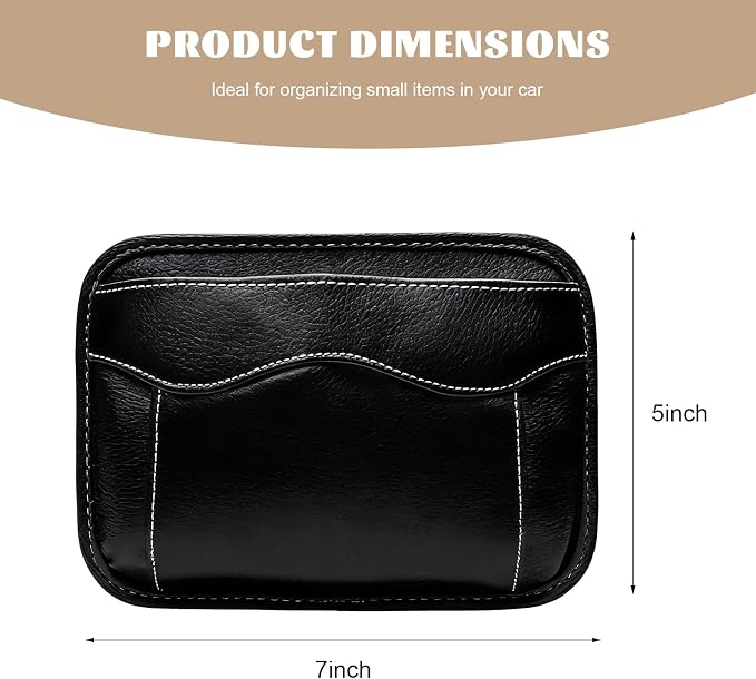 Car Seat Side Pocket Organizer, Multifunctional Auto Console Door Window Side Pocket Seats Storage Pouch, Leather Seat Gap Filler Organizer Pen Phone Holder for Most Vehicles (Black) - Image 2