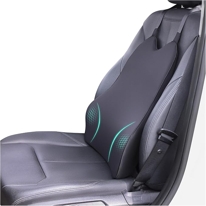 Lumbar Support Pillow for Car – Memory Foam Whole Back Relief | Adjustable Straps, Washable Cover, Anti-Slip – Daily Commute & Long Trips – 16.9"x20.9"(2.4" Thin) – Trusted by Pro Drivers by DreamerCar