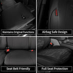 EKR F150 Seat Covers for (4 Door,SuperCrew) 2015-2020 Ford F150 XL/XLT & (CrewCab) 2017-2022 F250/F350/F450 SuperDuty XL/XLT Full Set-Faux Leather(Black/Gray Camo A122) - Image 7