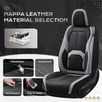 Coverado Seat Covers, Premium Nappa Leather Car Seat Covers Front Seats, Waterproof Car Seat Protector with Lumbar Support, Front Driver Seat Covers Universal Fit for Most Cars (Black&Gray) - Image 4