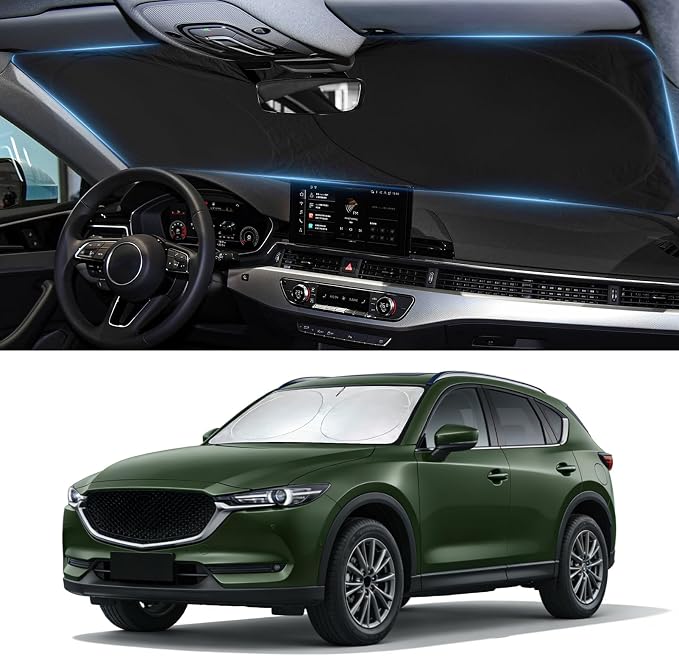 Windshield Sun Shade for Mazda CX-5 2017-2024 2025 2026 Sunshade Sun Visor | Custom Fit CX5 Accessories Window Shade Protector Blocks UV Rays by BOODANCARS