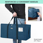 BALEINE Extra Large Storage Tote with Zippers & Carrying Handles, Heavy-Duty Oxford Fabric Moving Bags for Laundry, Space Saving, Storage, Denim Blue - Image 6