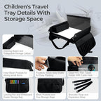 Kids Travel Tray for Car Seat, Carseat Table Tray for Kids Road Trip Activities, Car Trays for Kid Roadtrip Essentials, Toddler Lap Desk Organizer for Airplane - Black - Image 5