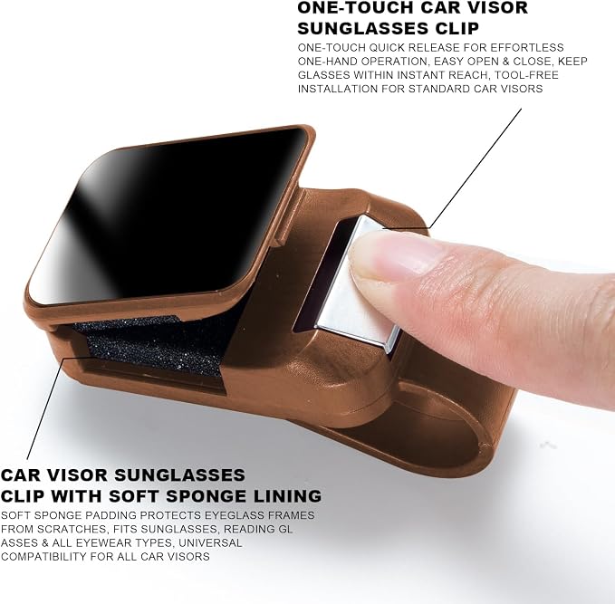 Dsycar Sunglasses Holder for Car, 2 Pack Car Sun Visor Sunglasses Clip | One-Handed-Operation Easy Access Storage for Driving,Universal Fits Anti-Scratch Car Sun Visor Accessories - Image 7