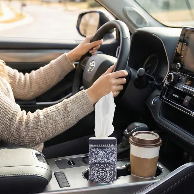 CLOVER Round Tube Facial Tissues & Car Tissues - Travel Tissues in Compact Cylinder for Cup Holder, Office, Bedroom, Vanity (Lition, 3-Ply, Pack of 4) - Image 3