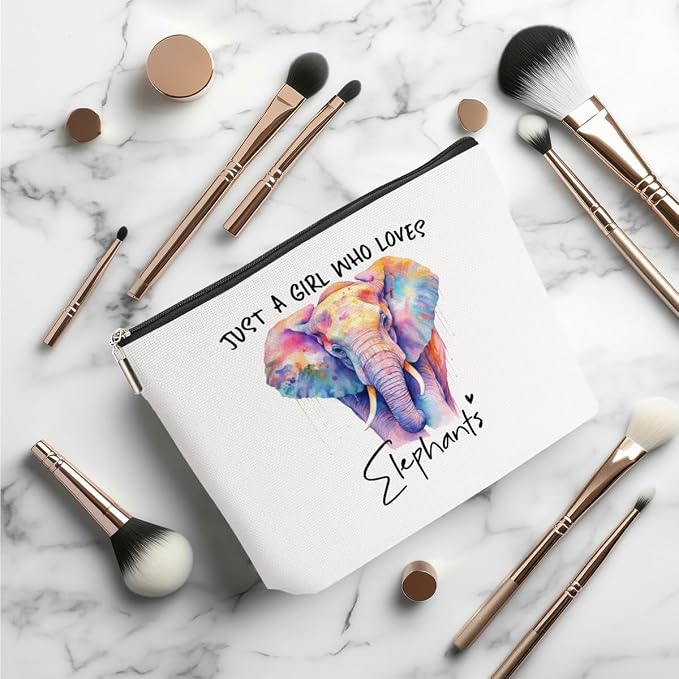 Elephant Gifts for Women Makeup Bag, Elephant Stuff Cosmetic Bag | Travel Organizer Bags, Elephants Lovers Makeup Pouch, Christmas Birthday Animal Lovers Gifts for Women Girls Friends Daughter - Image 3