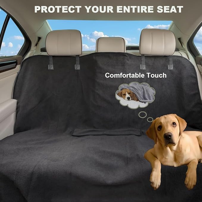 Waterproof Backseat Cover for Car Trucks Van SUV Jeep,Rear Bench Towel Seat Covers,(Grey) - Image 5