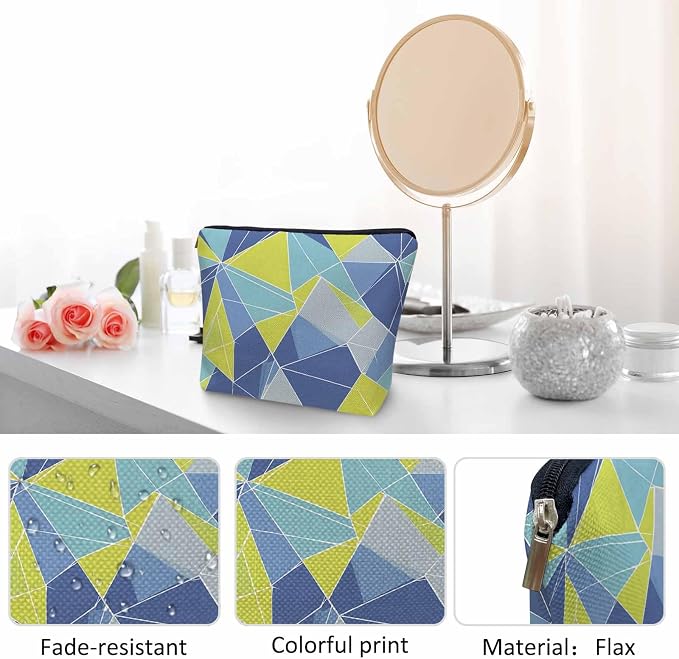 Woman Makeup Bag Triangle, Geometric Stripe Triangle Makeup Bags Travel Cosmetic Bags Toiletry Makeup Organizer Pencil Pouch Make Up Cosmetic Bag For Owners Lady Birthday Gifts - Image 5