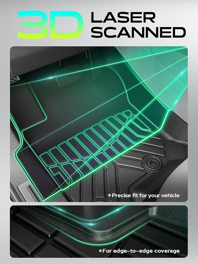 YHTAUTO Automotive Floor Mats for Honda CR-V 2012-2016 | for Carpet Flooring Only | TPE All Weather Car Mats, Anti-Slip & Custom Fit Floor Liners | Front & 2nd Row, Black, Set of 3 - Image 6