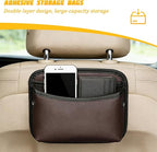 Car Seat Side Pocket Organizer, Leather Automotive Seat Door Pouch Bag Organizer, Vehicle Wallet Cards Phone Sunglasses Storage Holder Pocket Accessories, Universal Fit (Brown) - Image 4