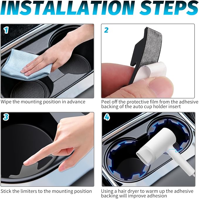 6PCS Upgraded Silicone Car Cup Holder Insert with Arc Leaf Design,Soft Cupholder Insert for Car to Reduce Cup Sliding & Shaking,Large Adhesive Backing Cups Holder Inserts for Cars - Image 5