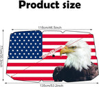 Riakrum Patriotic Eagle American Flag Car Windshield Sun Shade Umbrella Foldable UV Ray Windshield Sun Shade Car Front Window Sunshade Keep Vehicle Cool Heat Reflector, Fit Various Size - Image 2