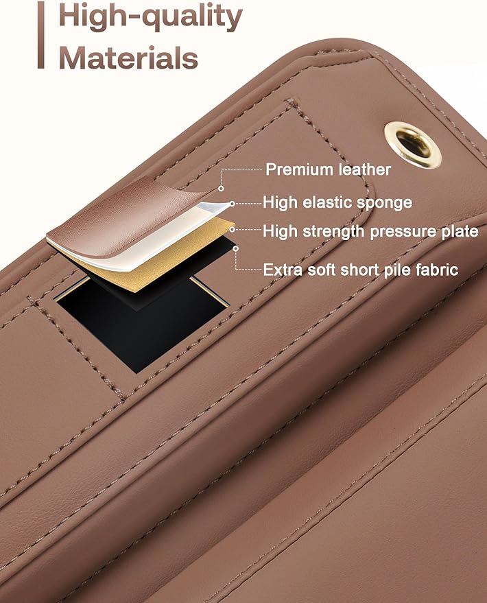 Universal Fit Premium Leather Car Seat Gap Filler Organizer, Center Console Organizer with Card Slots, Clever Gifts for Car SUV Truck Owners (Brown, 2 Pack) - Image 5