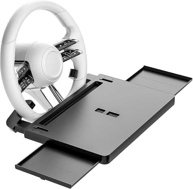 Steering Wheel Tray Desk with Expandable Trays, Steering Wheel Table Food Tray for Front Seat Eating Dinning Working, Adjustable Laptop Tray for Car by TueouMall