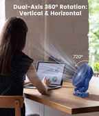 40000mAh Clip on Fan for Golf Cart, Up to 127Hrs Portable Rechargeable Fans | 8-inch Desk Fan with 3 Speeds, 9 LEDs, Timers, Hook, Battery Operated Fan for Office,Desk,Camping,Treadmill,Tent, Dark Blue - Image 5