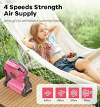 DOWILLDO 30000mAh Portable Battery Powered Camping Fan - with LED Light, Quiet Battery Operated, Camping Gear for Travel, Tent, Beach, Car or Hurricane Power Outages, Pink - Image 9